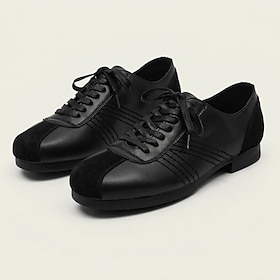 Men's Black Lace-Up Casual Shoes, Minimalist Lightweight Walking Shoes For Matu…