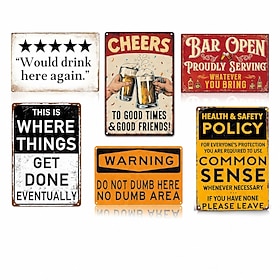 Retro Metal Tin Signs Wall Decor, Vintage Bar Signs for Man Cave Garage, Funny Beer Pub Artwork, Rustic Hanging Decoration for Home Bar, Basement, Cafe