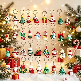 20PCS Christmas Keychains, Santa Claus Snowman Reindeer Christmas Tree Key Chains, Cute Holiday Bag Charms for Backpacks Purses, Xmas Party Favors, Stocking St