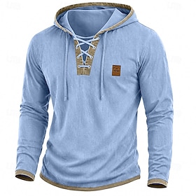 Homme Chemise 100% coton délavée à l'acide T-shirt manche longue À capuche Automne Hiver Printemps Automne Uni ancien Streetwear Occasionnel Basique Occasionn