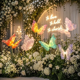 LED Sparkling Yarn Butterfly Light Silk Material Artificial Butterfly Layered Wings, Plug-in Hanging Light up Butterfly Decoration, Fairy Birthday Wedding Par