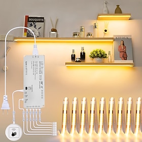 Under Cabinet Led Light Strip kit 16.4ft 32ft Arbitrarily-cutting Length 3000K 6500K Icy Blue COB Diffused with 6 JST Connection line Touch Sensor for Curio Ca
