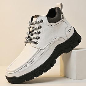 Men's Rugged Moc-Toe Walking Shoes, Lace-Up Chunky Non-Slip Casual Shoes For Ac…