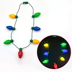 LED Light Up Christmas Bulb Necklace with Dynamic Light Modes, 36.2In Length Christmas Necklace, Colorful Bulbs, Flashing Holiday Accessory for Parties, Parade