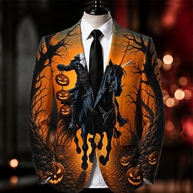 Halloween Da uomo Zucca Halloween Corvo Giacca blazer Cappotto Di tendenza Confortevole Artistico Casuale Quotidiano Abbigliamento da sera Stampa 3D Bottoni Mu