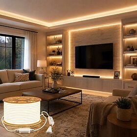 COB LED Strip Light, Waterproof AC110V COB LED Rope Light,  Flexible Rope LED Light for Kitchen Bedroom Outdoor Building Commerica Holiday Decor