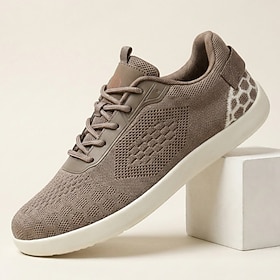Men's Breathable Knit Walking Shoes, Lightweight Lace-Up Cushioned Sneakers For…