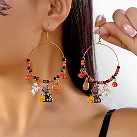Pendientes colgantes Pendients de aro Con monograma Calabaza Moda De moda Aretes Joyas # 1 / # 2 / # 3 Para Fiesta Boda Víspera de Todos los Santos Festivos 1