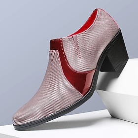 Men's Red Loafers Slip On Dress Shoes Pointed Toe Two Tone Fashion Style Elegant Footwear for Mature Men Business Casual Parties Weddings and Evening Events