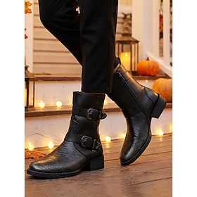 Men's Fashion Statement Casual Daily Halloween Split Leather Comfortable Slip R…