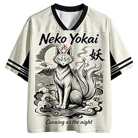 Men's Number Graphic Kanji T Shirt Short Sleeve T shirt Graphic Print V Neck Shirt Sports Daily Casual Black / White Spring  Summer Clothing Apparel S M L XL 2