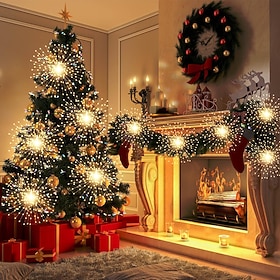 Firework Lights 150 LED Starburst Lights Copper Wire Lights 8 Modes Battery Operated Fairy Lights with Remote Warm White Hanging Lights for Party Patio Bedroo