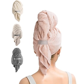 4pcs Hair Drying Towel, Plopping Towel for Curly Hair, Solid-Colored Soft  Absorbent Microfiber Hair Wrap with Elastic Strap, Large Hair Turban Towel for Wet H