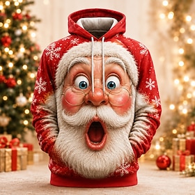 Christmas Men's Santa Claus Ugly Christmas Hoodie Sweatshirt Exaggerated Casual Crew Neck Hooded Streetwear Club #1 #2 #3 Drawstring Fall Winter Designer S M L
