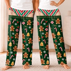Navidad Gracioso Regalos pantalones de pijama Impresión de pan de jengibre Estilo lindo Escalofriante Acogedor Con bolsillos para Unisexo Niños Adulto Impresió