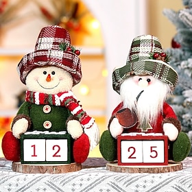 Lot de 2 poupées assises décoratives pour un calendrier de compte à rebours créatif et une ambiance de Noël sur votre bureau.