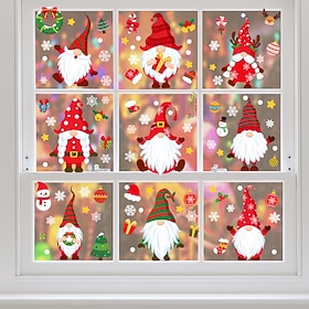 9 Sheets Christmas Window Clings, Holiday Wall Stickers for Glass Windows, Xmas Decorations Static Cling Decals, Winter Window Decor for Home Party