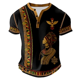 Men's Color Block Retro Henley Shirt Tee Short Sleeve Vintage Fashion Designer …