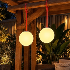 Rechargeable RGB Hanging Globe Light, Silicone LED Light, Waterproof Portable LED Camping Lantern with Hanging Cord, USB-C Charging, Outdoor Tent Patio Garden