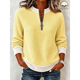 Women's Waffle Sweatshirts Velvet Sweatshirt Waffle Knit Tops Casual Long Sleev…