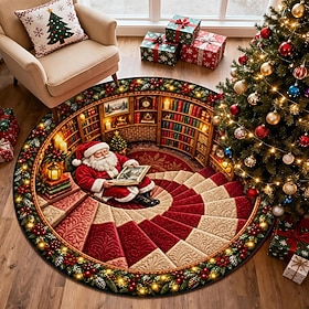 Alfombra redonda navideña para la entrada, felpudo con ilusión óptica 3D de Papá Noel y diseño de espiral roja y blanca, alfombra festiva para la entrada, la s