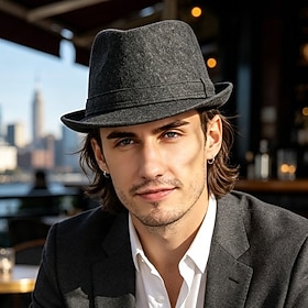 1920s Retro Vintage Heritage Trilby Hat Fedora Hat Felt Gentleman Gangster Short Brim Fancy Dress Men's Christmas New Year Evening Party Masquerade Adults' Hat