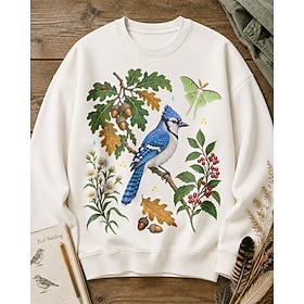 Blue Jay Oak Acorn Holly Berry Bird Watching Sweatshirt-image