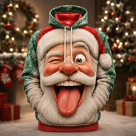 Christmas Men's Santa Claus Ugly Christmas Hoodie Sweatshirt Exaggerated Casual Crew Neck Hooded Streetwear Club #1 #2 #3 Drawstring Fall Winter Designer S M L