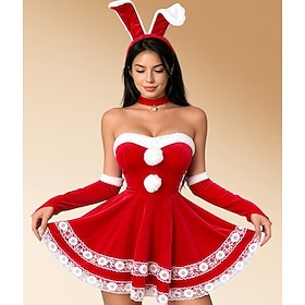 Navidad Vestidos Disfraz 3 piezas Papá Noel Mrs. Claus Sensual Innovador para Mujer Adultos Navidad Año Nuevo Nochebuena Fiesta Dar regalos Reunión Familiar Ve