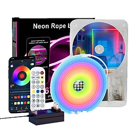 Sound Activated RGBIC Neon LED Strip Light, Silicone DIY Rope Light, Flowing Ambient Lighting for Home Decor