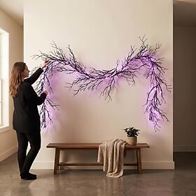 2M 20Led Gothic Style Halloween Decoration Dead Branch Vine Purple LED Light String AA Battery Power Dark Gothic Atmosphere Halloween Scene Essential Realisti