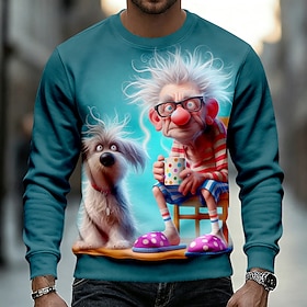 Herren Hund Lustig Alter Mann Pullover Lässig Rundhalsausschnitt Urlaub Geschenk #1 #2 # 3 Rundhalsausschnitt Ganzjahres Designer S M L XL XXL XXXL