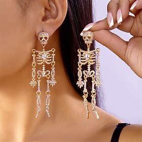 Boucle d'Oreille Créoles Boucles d'oreilles Le style rétro Classique Crâne Tete de Mort Frais Personnalisé Élégant Des boucles d'oreilles Bijoux Argent / Noir
