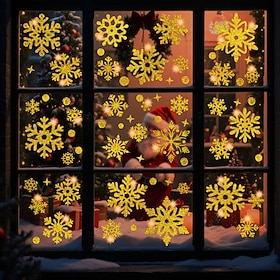 9 Sheets Christmas Window Clings, Holiday Wall Stickers for Glass Windows, Xmas Decorations Static Cling Decals, Winter Window Decor for Home Party