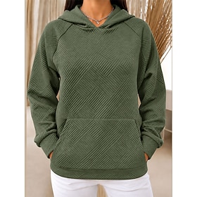 Women's Faux Cable Texture Top Pullover Hoodie Sweatshirt Casual Long Sleeve Hooded Long Tops Casual Work Street Blue Black Pink Wine Green Fall Winter