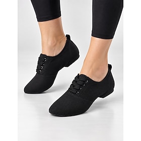 Women's Jazz Shoes PU Leather Low Top Slip-On Dance Shoes with Split Sole, Lightweight Flexible Practice Footwear for Jazz Class, Dance Studio Training, Perfor