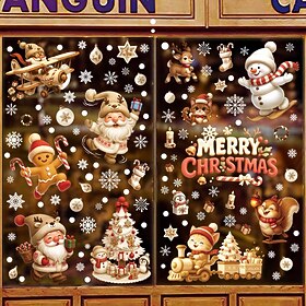 9 Sheets Christmas Window Clings, Holiday Wall Stickers for Glass Windows, Xmas Decorations Static Cling Decals, Winter Window Decor for Home Party