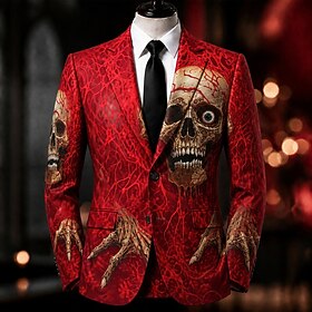 Halloween Hombre Cráneos Chaqueta americana Abrigo Moda Cómodo Transpirable Artístico Casual Diario Fiesta Ropa de fiesta de noche Impresión 3D Botones Multi b