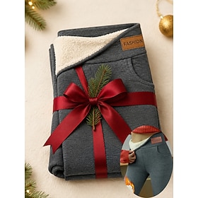 Women's Fleece Lined Leggings Leggings Cozy Fleece Lined Cozy Leggings Fashion Comfort Full Length High Waist Letter Patchwork Thermal Warm Soft Breathable Mic