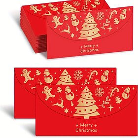 10/20 Pcs Money Gift Envelopes, Gold Foil Cash Envelopes for Christmas New Year Chinese New Year, Red Packet Holders for Family Friends Holiday Money Gifts