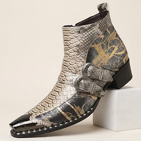 Men's Fashion Classic Wedding PU Leather Comfortable Buckle Silver Gold Summer …