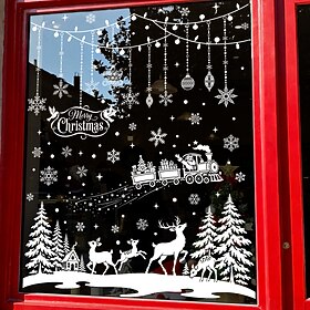 9 Sheets Christmas Window Clings, Holiday Wall Stickers for Glass Windows, Xmas Decorations Static Cling Decals, Winter Window Decor for Home Party
