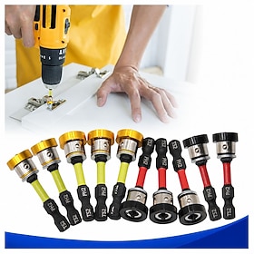 5PCS Impact-Resistant Drywall Screw Setter Bit Set with Magnetic Ring, Anti-Slip Phillips Depth-Setting Driver Bits, Shockproof Screw Positioning Bits for Ceil