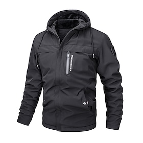 Men's Winter Coat Fleece Jacket Casual Jacket Hoodie Jacket Daily Outdoor Thermal Warm Pocket Full Zip Fall Winter Solid Color Streetwear Sports  Outdoors Hood
