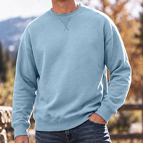 Men's Sweatshirt Fleece Sweatshirt Pullover Hoodie Sweatshirt Pullover Blue White Black Yellow Navy Blue Crew Neck Plain Casual Daily Sports Outdoor Streetwea