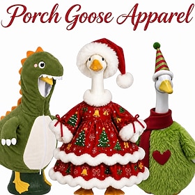 Christmas Porch Goose Outfit for 23 Inch Goose Statue, Cute Pumpkin Goose Costume, Fall Harvest Decorative Goose Clothes for Outdoor Porch, Patio, Yard Lawn D
