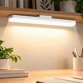 Rechargeable LED Desk Lamp, Magnetic Under Cabinet Light with Remote Control, 3 Color Temperatures, Stepless Dimming, Detachable Cordless Reading Light for Des
