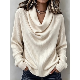 Women's Mock Two-Piece Sweater Pullover Sweater Jumper Elegant Vacation Vintage Solid Color Crew Neck Cowl Patchwork Long Sleeve Long Tops Knit Daily Home Work