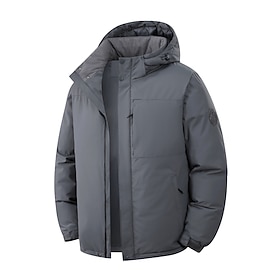 Men's Winter Coat Puffer Jacket Padded Pocket Polyster Daily Outdoor Regular Fashion Streetwear Casual Thermal Warm Waterproof Windproof Fall  Winter Solid Col