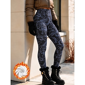 Women's Leggings Vacation Vintage Basic Full Length High Waist Graphic Paisley Geometric Pattern 3D Print Print Thermal Warm Windproof Comfy High Elasticity Da
